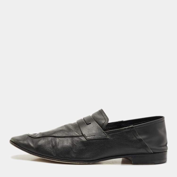 Pre Owned Berluti Black Leather Lorenzo Slip On Loafers Size 44.5