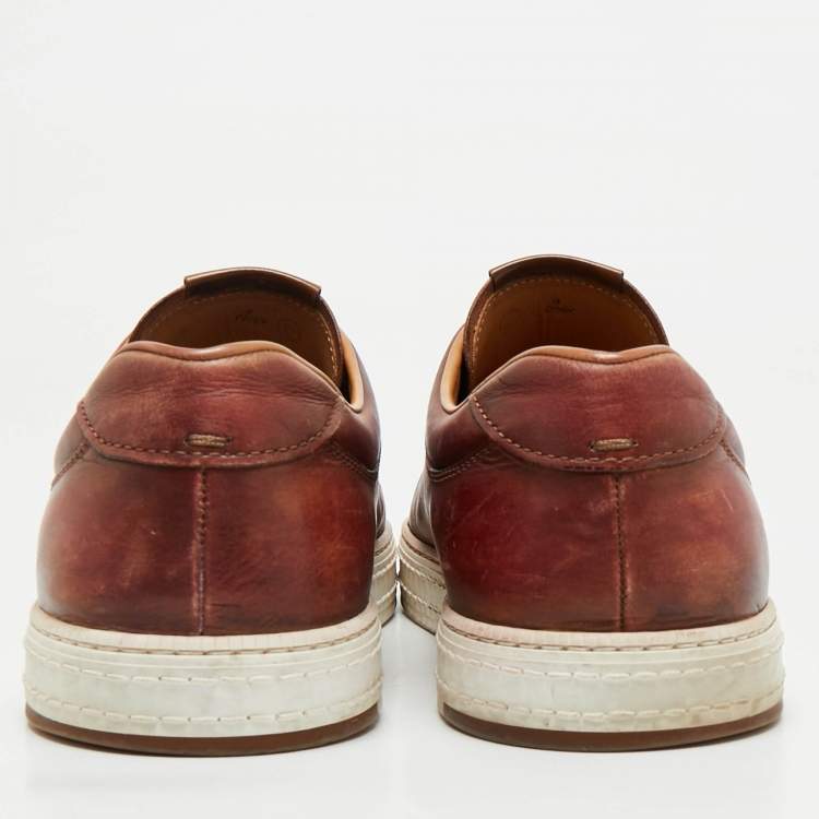 Pre Owned Berluti Brown Scritto Leather Playtime Low Top Sneakers Size 43