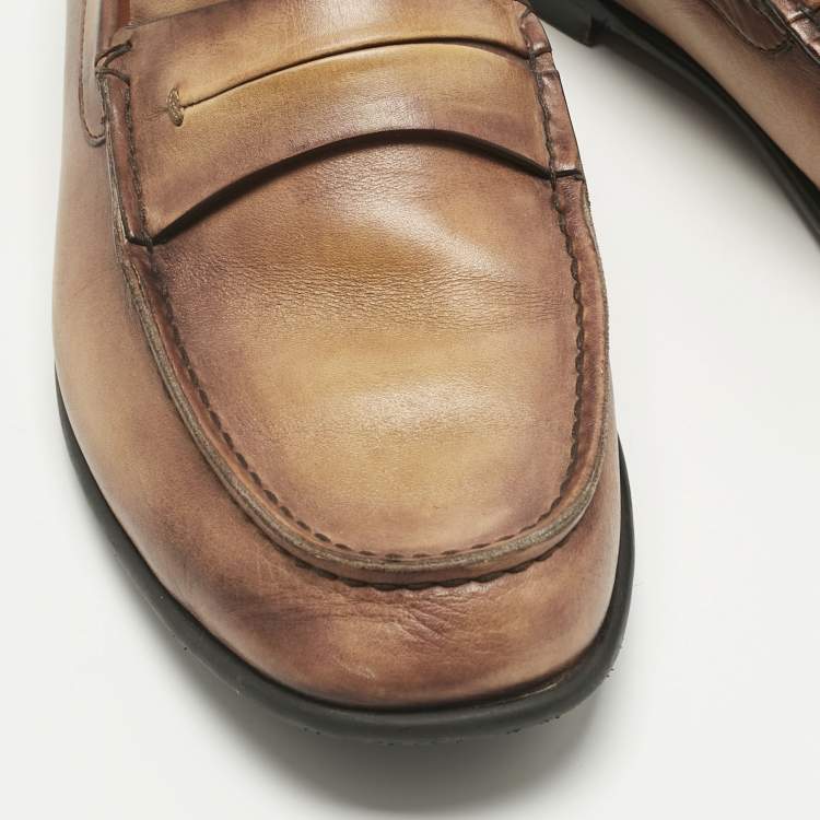 Pre Owned Berluti Brown Leather Penny Loafers Size 44.5