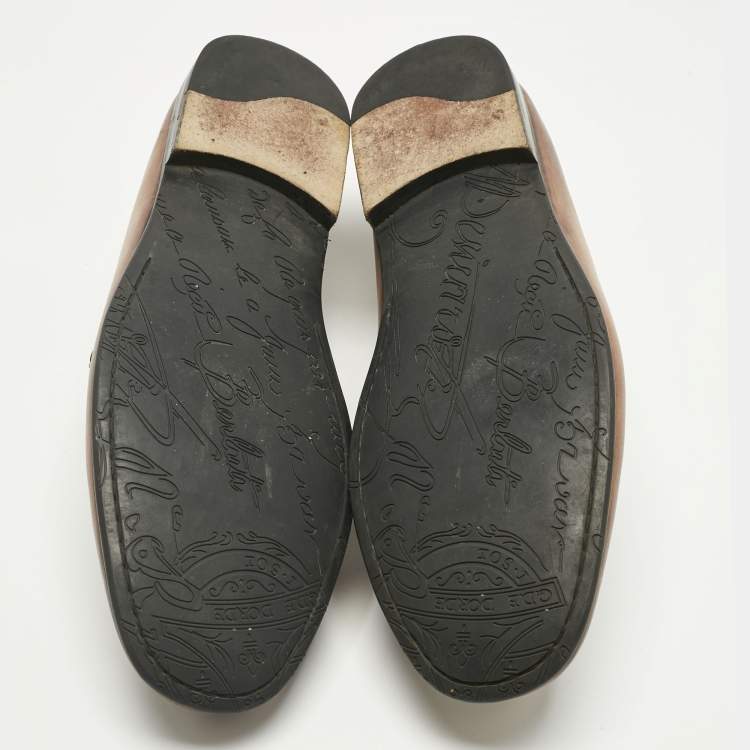 Pre Owned Berluti Brown Leather Penny Loafers Size 44.5