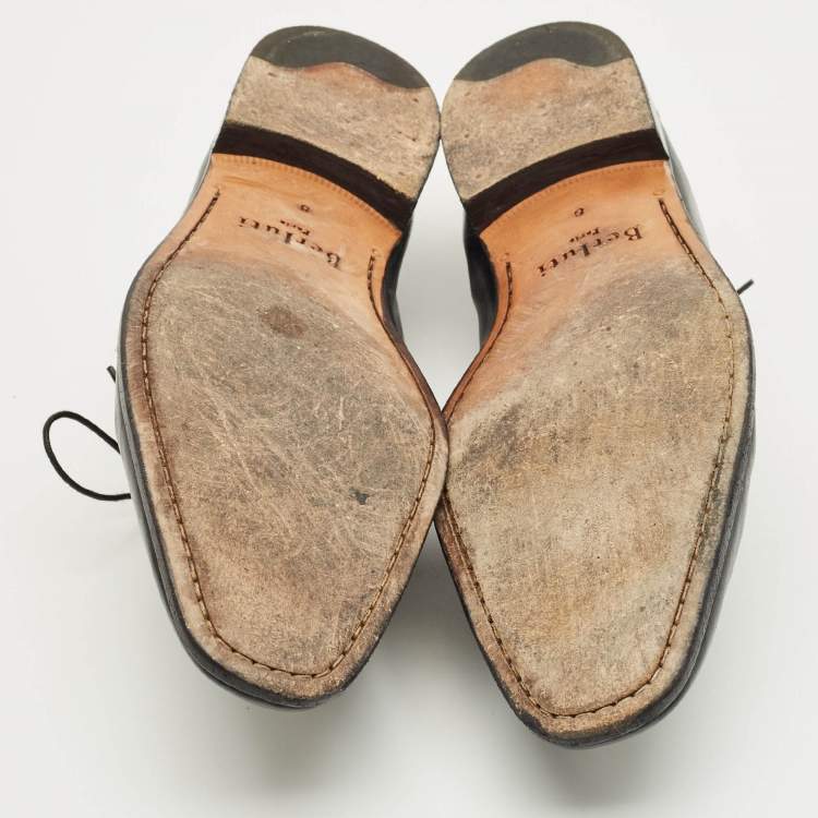 Pre Owned Berluti Black Leather Lace Up Oxfords Size 42