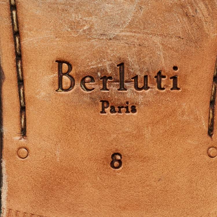 Pre Owned Berluti Black Leather Lace Up Oxfords Size 42