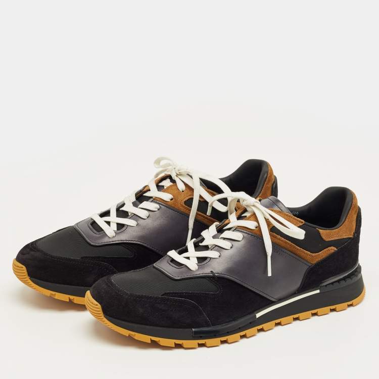 Pre Owned Berluti Two Tone  Leather and Suede Run Track Lace Up Sneakers Size 42