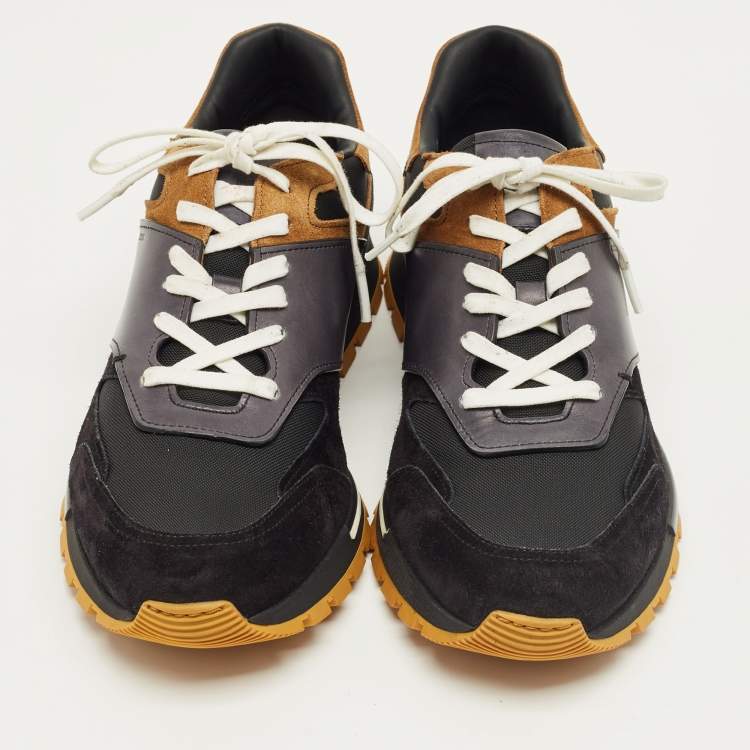 Pre Owned Berluti Two Tone  Leather and Suede Run Track Lace Up Sneakers Size 42