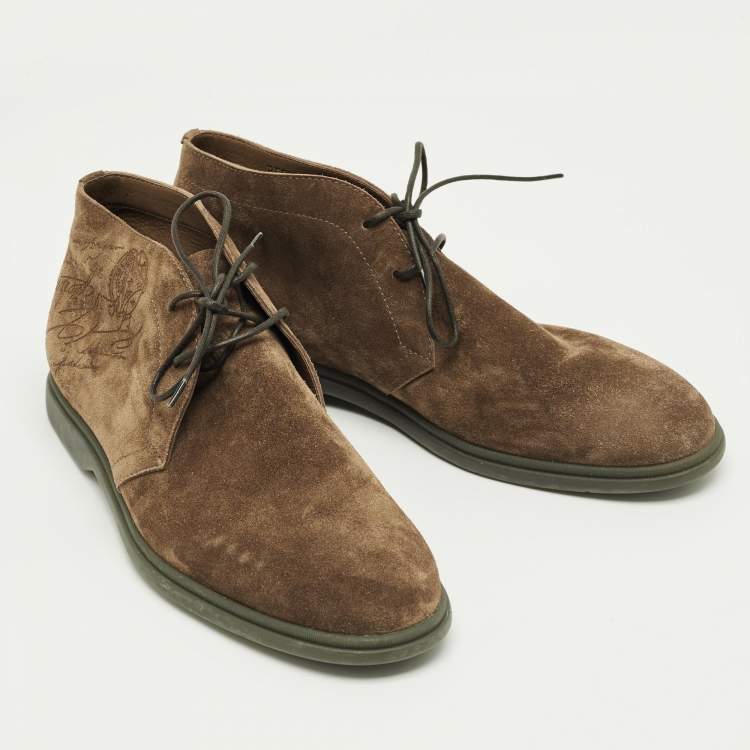 مملوكة مسبقًا بوت بيرلوتي رباط جلد سويدي بني مقاس 42.5 