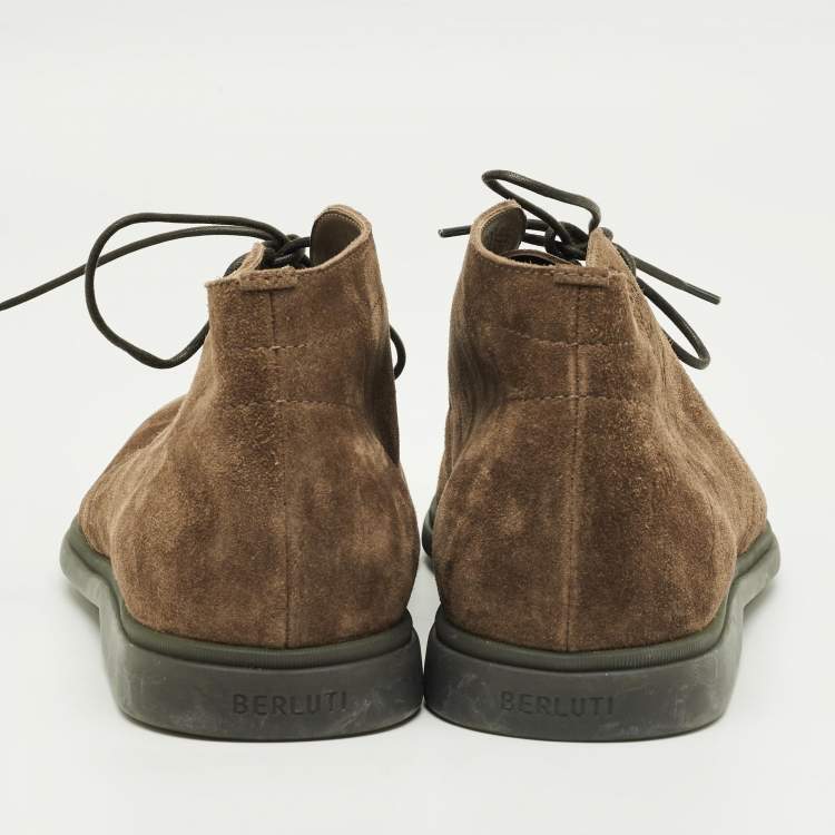 مملوكة مسبقًا بوت بيرلوتي رباط جلد سويدي بني مقاس 42.5 