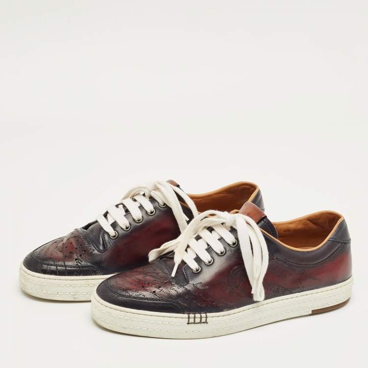 Pre Owned Berluti Multicolor Leather Playtime Lace Up Sneakers Size 42