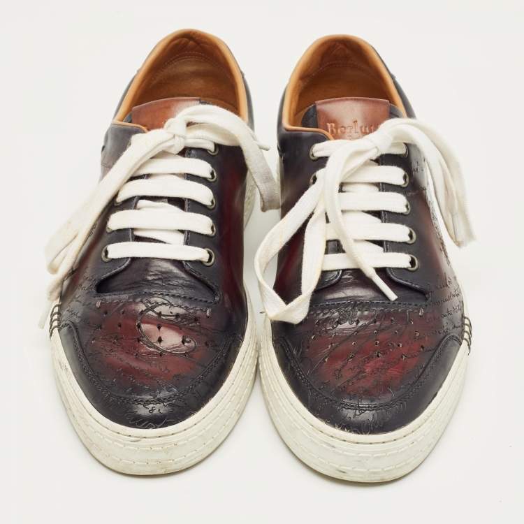 Pre Owned Berluti Multicolor Leather Playtime Lace Up Sneakers Size 42