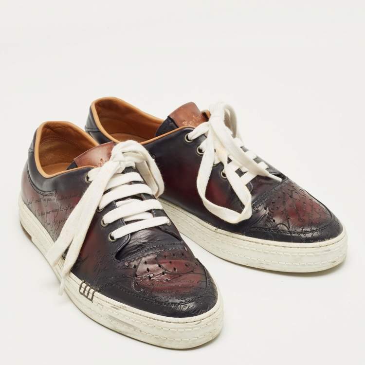 Pre Owned Berluti Multicolor Leather Playtime Lace Up Sneakers Size 42