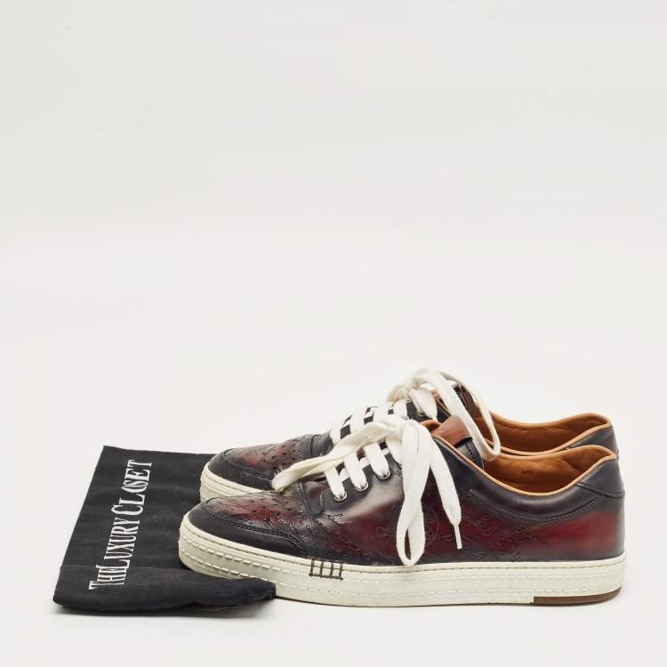 Pre Owned Berluti Multicolor Leather Playtime Lace Up Sneakers Size 42