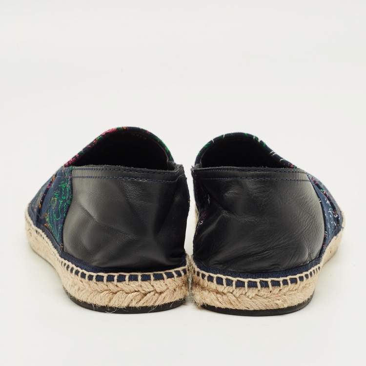 Pre Owned Berluti Two Tone Canvas and Leather Espadrille Flat Size 42