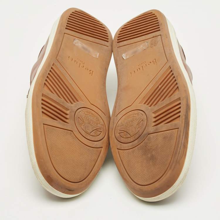 Pre Owned Berluti Brown Leather Slip On Sneakers Size 42