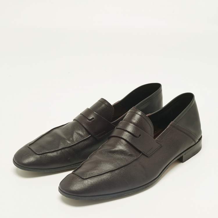 مملوكة مسبقًا حذاء لوفرز بيرلوتي بيني جلد أسود مقاس 42.5