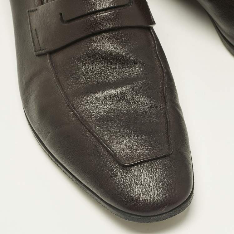 مملوكة مسبقًا حذاء لوفرز بيرلوتي بيني جلد أسود مقاس 42.5