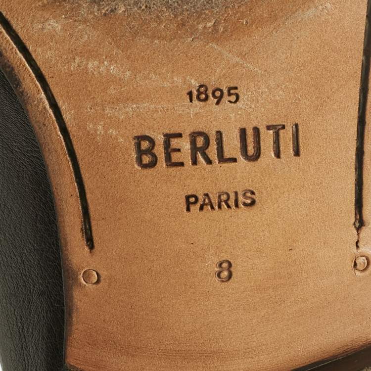 مملوكة مسبقًا حذاء لوفرز بيرلوتي بيني جلد أسود مقاس 42.5