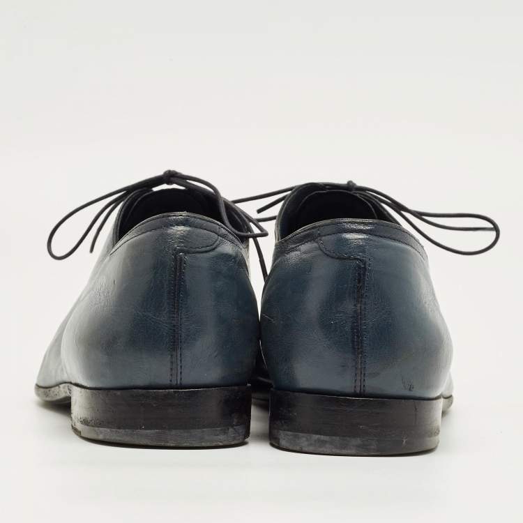 Pre Owned Berluti Blue Leather Lace Up Oxfords Size 42