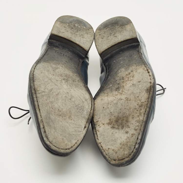 Pre Owned Berluti Blue Leather Lace Up Oxfords Size 42