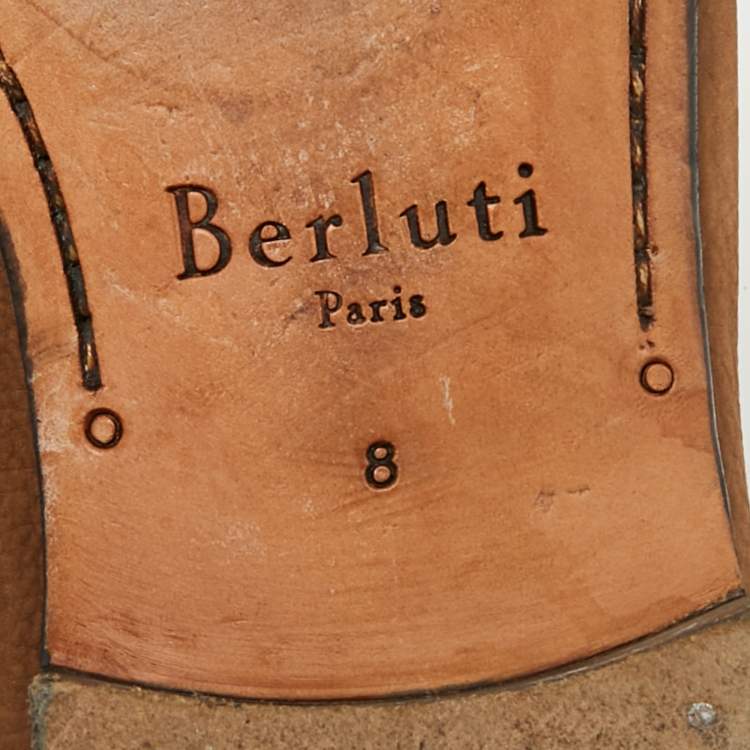 Pre Owned Berluti Brown/Black Leather and Nubuck Leather Penny Loafers Size 42