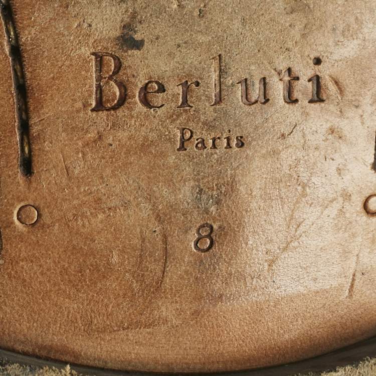 Pre Owned Berluti Grey Leather and Nubuck Leather Penny Loafers Size 42