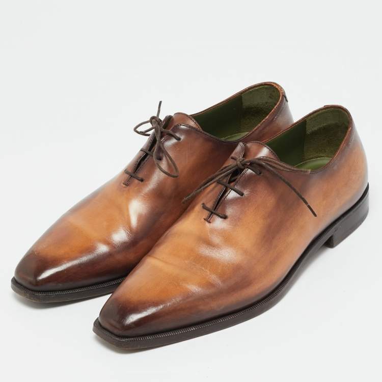 Pre Owned Berluti Alessandro Démesure Size 41.5 Brown Leather Oxfords