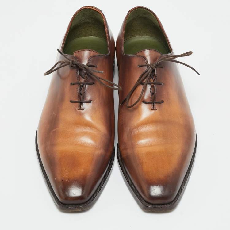 Pre Owned Berluti Alessandro Démesure Size 41.5 Brown Leather Oxfords