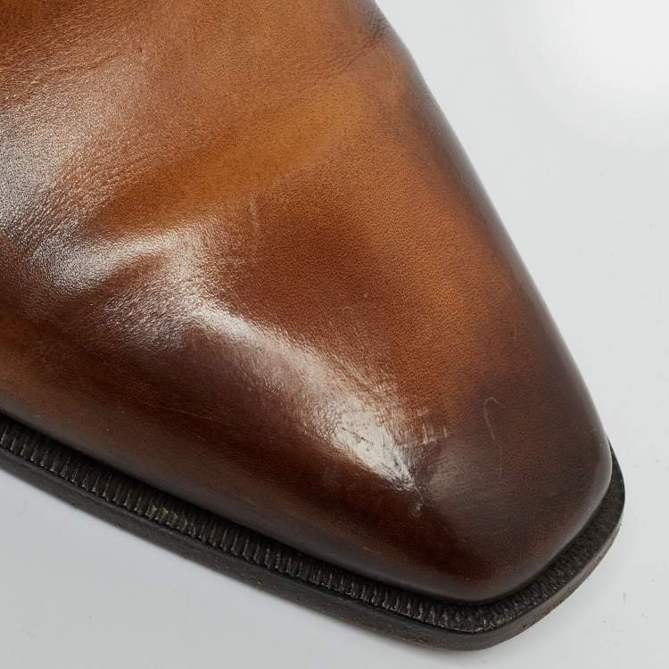 Pre Owned Berluti Alessandro Démesure Size 41.5 Brown Leather Oxfords