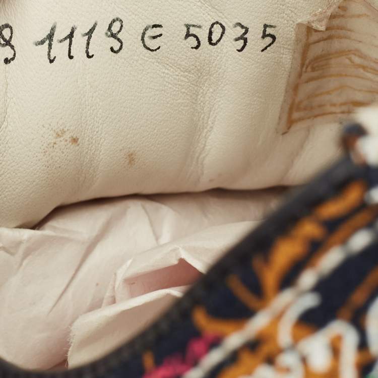 مملوكة مسبقًا Berluti Scritto Size 43 Navy Blue Graphics Canvas Lace Up Sneakers