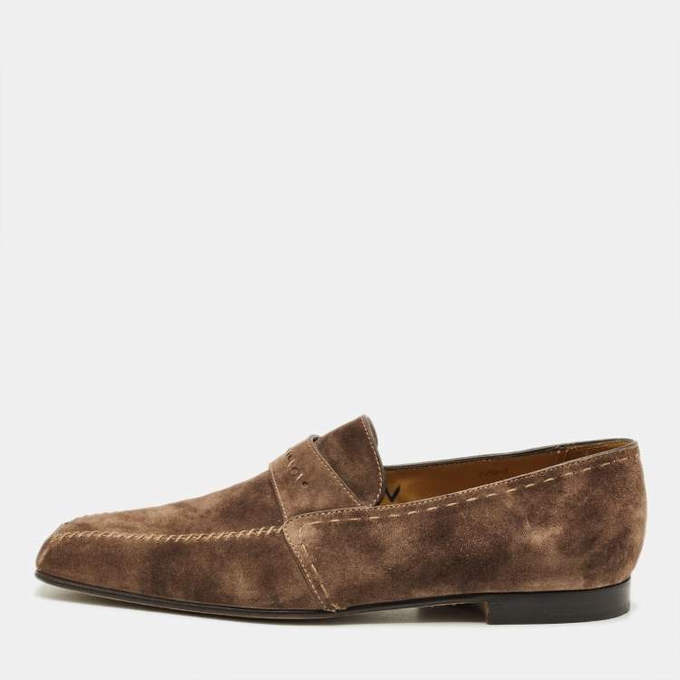 Pre Owned Berluti Size 43 Brown Suede Penny Oxfords