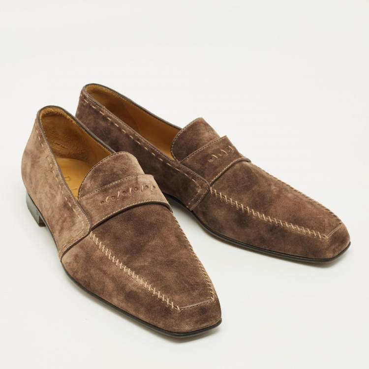 Pre Owned Berluti Size 43 Brown Suede Penny Oxfords