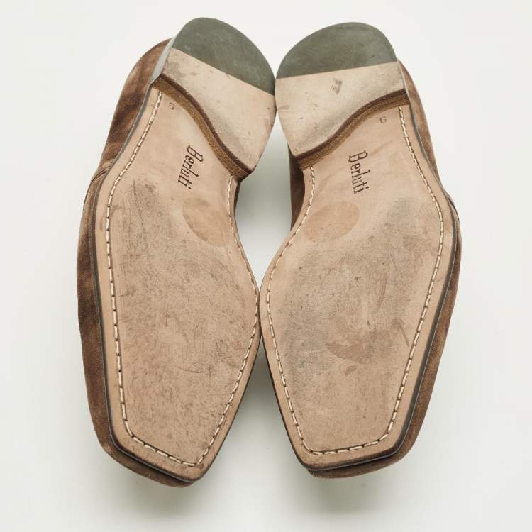 Pre Owned Berluti Size 43 Brown Suede Penny Oxfords