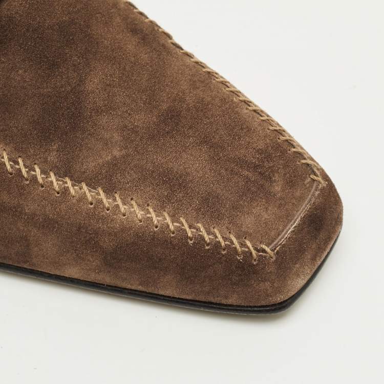 Pre Owned Berluti Size 43 Brown Suede Penny Oxfords