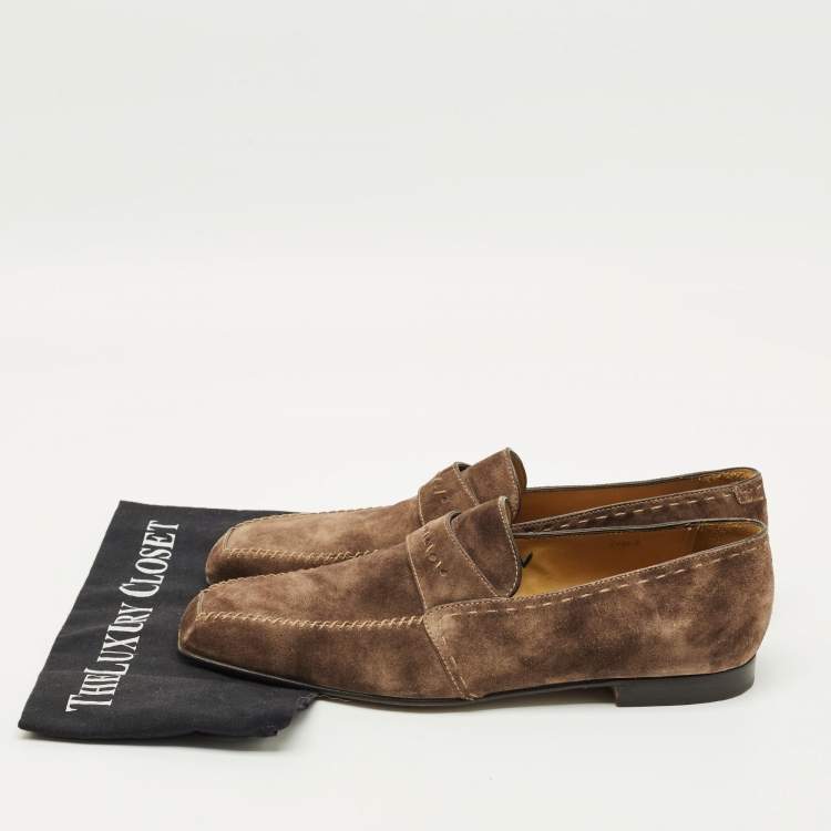 Pre Owned Berluti Size 43 Brown Suede Penny Oxfords