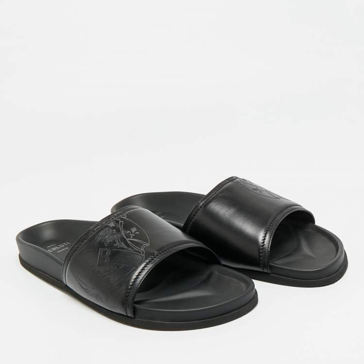 Pre Owned Berluti Size 43 Black Leather Flat Slide
