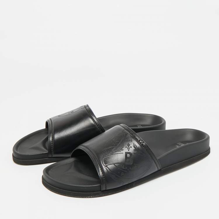 Pre Owned Berluti Size 43 Black Leather Flat Slide