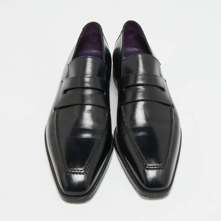 Pre Owned Berluti Size 42.5 Black Leather Penny Loafers