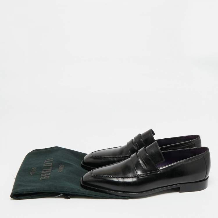 Pre Owned Berluti Size 42.5 Black Leather Penny Loafers