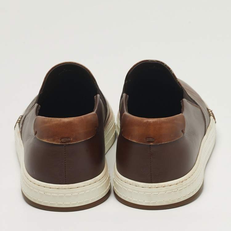 Pre Owned Berluti Playtime Size 42 Brown Leather Slip On Sneakers