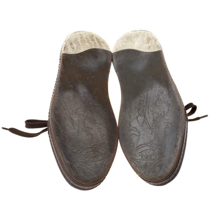 Pre Owned Berluti Brown Ombre Leather Playtime Low Top Sneakers Size 42