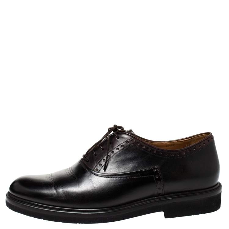 Pre Owned Berluti Black Leather Lace Up Oxfords Size 42
