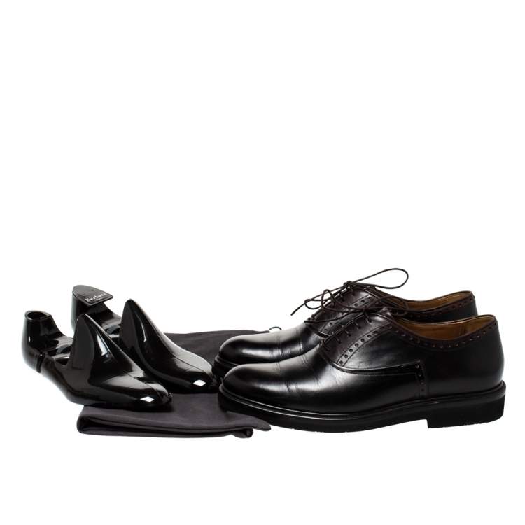 Pre Owned Berluti Black Leather Lace Up Oxfords Size 42