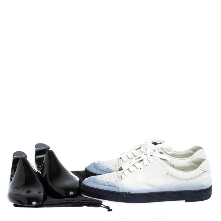 Pre Owned Berluti White/Blue Ombre Leather Playtime Low Top Sneakers Size 43