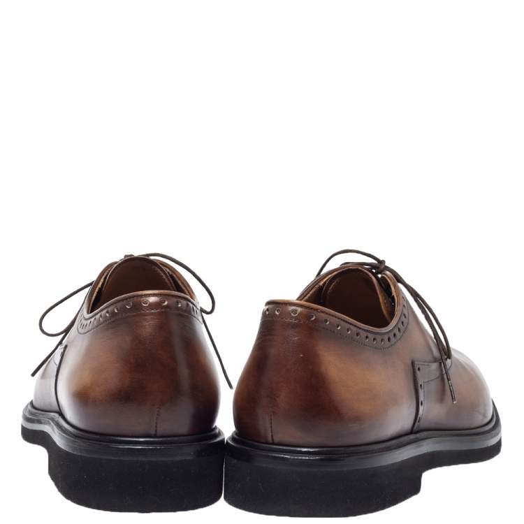 Pre Owned Berluti Brown Leather Lace Up Oxfords Size 42