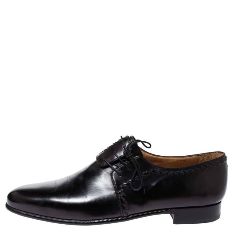 Pre Owned Berluti Black Leather Lace Up Oxfords Size 45