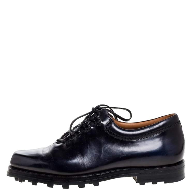 Pre Owned Berluti Blue Leather Lace Up Oxfords Size 41.5 