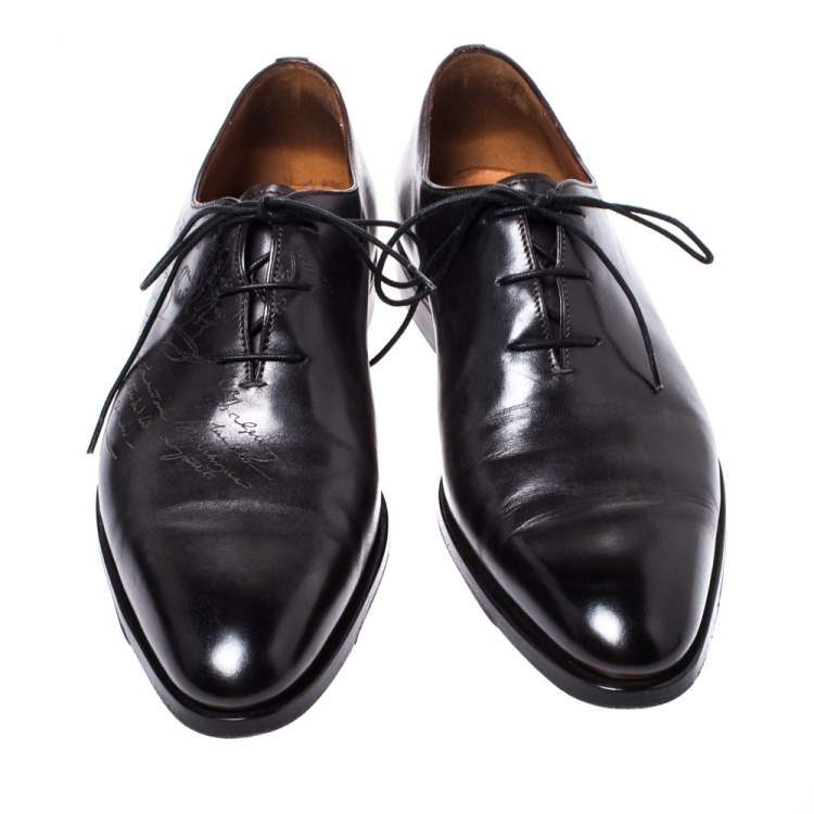 مملوكة مسبقًا Berluti Black Leather Lace Up Oxford Size 41