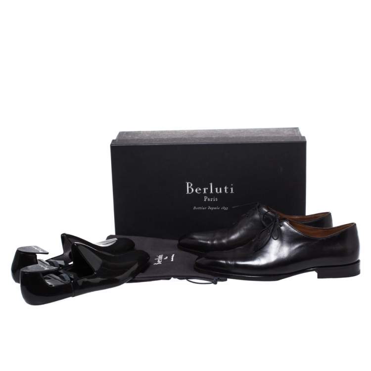 مملوكة مسبقًا Berluti Black Leather Lace Up Oxford Size 41