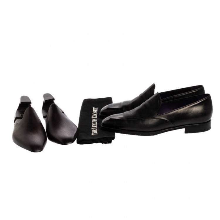مملوكة مسبقًا Berlutti Black Leather Slip On Loafers Size 42.5