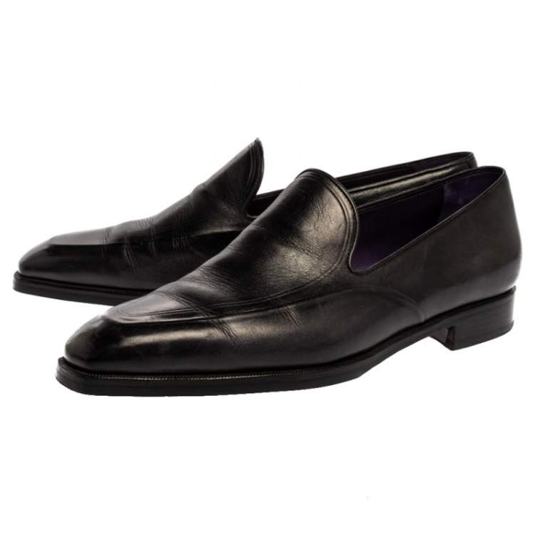 مملوكة مسبقًا Berlutti Black Leather Slip On Loafers Size 42.5