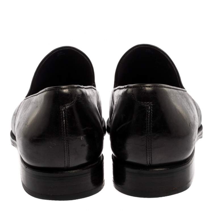 مملوكة مسبقًا Berlutti Black Leather Slip On Loafers Size 42.5