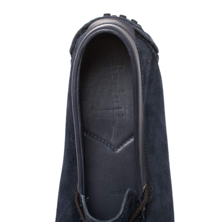 Pre Owned Berluti Navy Blue Soft Suede and Leather Bow Loafers Size 42